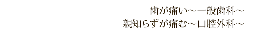 歯が痛い～一般歯科～/親知らずが痛む～口腔外科～